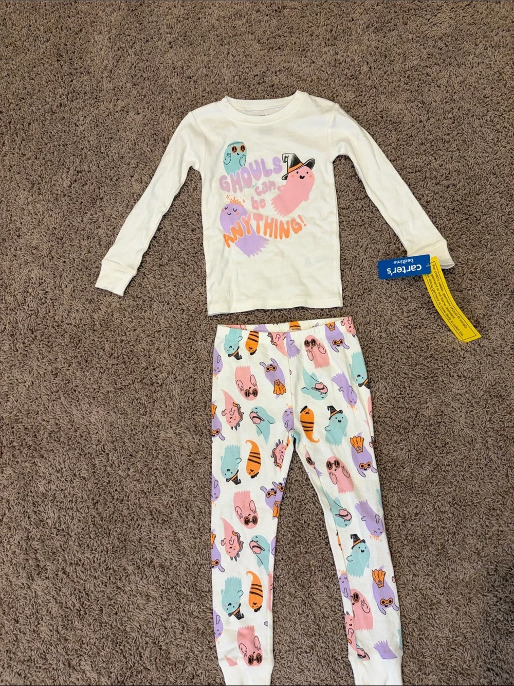 Carter's Cream Long-Sleeve Pajama Set with Pastel Ghosts